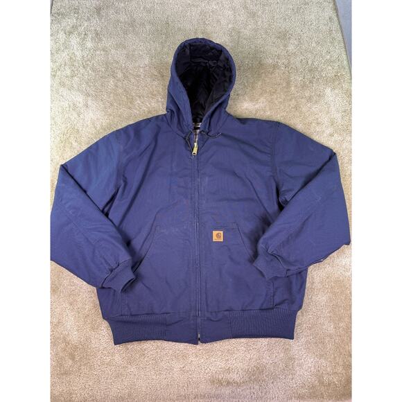 Carhartt 376-20 Blue Duck Canvas Quilt Lined Hooded Jacket-Size XL - Picture 1 of 14